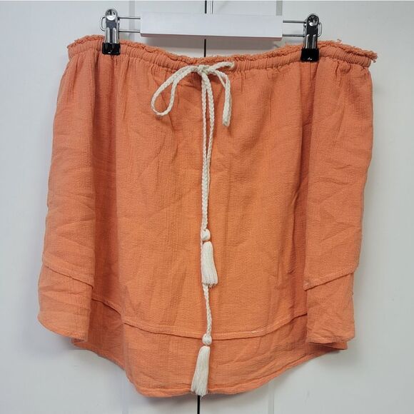 Free People Orange Tie Front Mini Skirt for Casual Wear - Picture 1 of 6